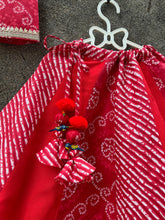 Load image into Gallery viewer, Red Rangrez Leheriya Lehenga Set - Set of Two