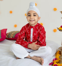 Load image into Gallery viewer, Boys Red Bandhej Festive Kurta Set