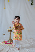 Load image into Gallery viewer, Yellow Lotus Printed Festive Set- Mom and Me