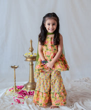 Load image into Gallery viewer, Lotus Yellow Girls Sharara Set - Set of Three