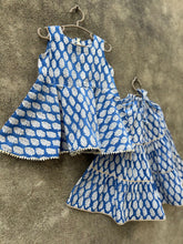 Load image into Gallery viewer, Sweet Blue Floral Sharara Set - Set of Two