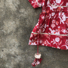 Load image into Gallery viewer, Red Bloom Peplum Cotton Top With White Mul Sharara - Set Of Two