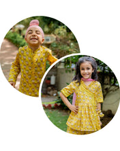 Load image into Gallery viewer, Basant Yellow Mirror Sibling Wear
