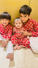 Load image into Gallery viewer, Crimson Red Cotton Festive Sets for Siblings
