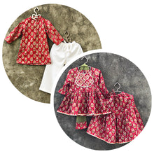 Load image into Gallery viewer, Crimson Red Cotton Festive Sets for Siblings
