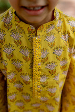 Load image into Gallery viewer, Basant Yellow Mirror Sibling Wear
