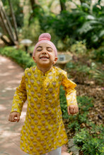 Load image into Gallery viewer, Basant Yellow Mirror Sibling Wear
