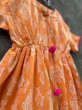 Load image into Gallery viewer, Orange Fish Print Summer Dress
