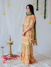 Load image into Gallery viewer, Lotus Yellow Girls Sharara Set - Set of Three
