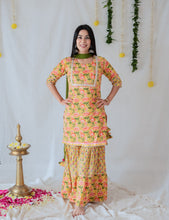 Load image into Gallery viewer, Lotus Yellow Girls Sharara Set - Set of Three
