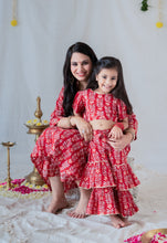 Load image into Gallery viewer, Red Floral Garland Sharara Set
