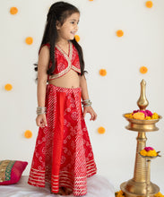 Load image into Gallery viewer, Red Rangrez Leheriya Lehenga Set - Set of Two
