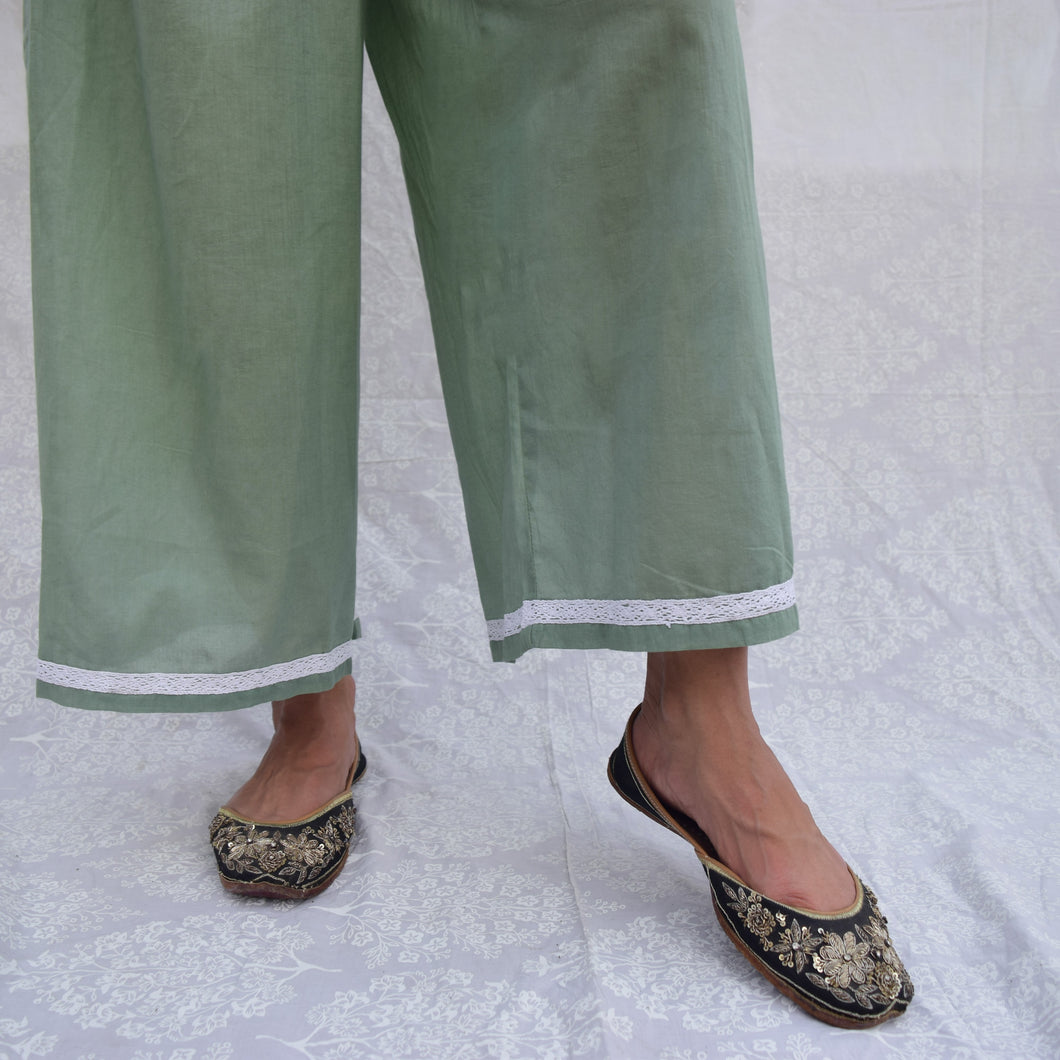 Pista Green Mul Palazzo Pants