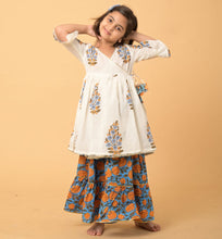 Load image into Gallery viewer, Marigold Angrakha Cotton Lehenga Set - Set Of Two
