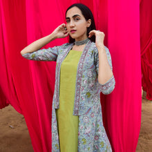 Load image into Gallery viewer, Green Mulmul Kurta and Palazzo with Bilva Jacket - Set of Three
